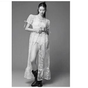 Anthropologie Sheer White Maxi Dress